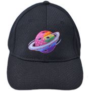 PickleballGalaxy Black Rainbow Logo Fitted Hat